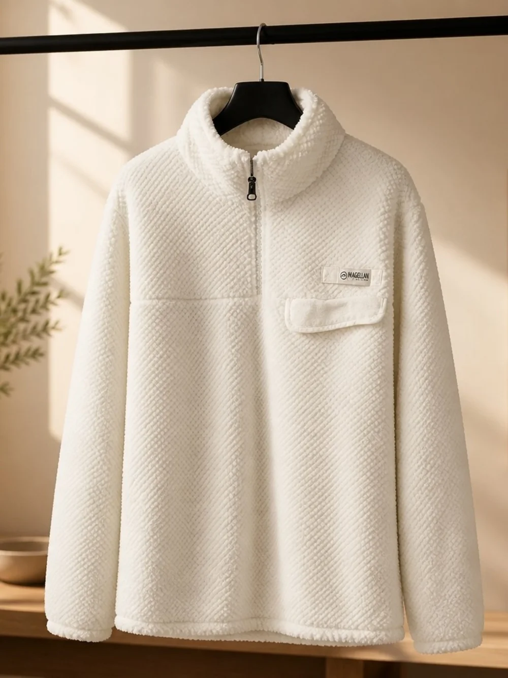 Magellan Outdoors Cream Textured Sherpa Pullover